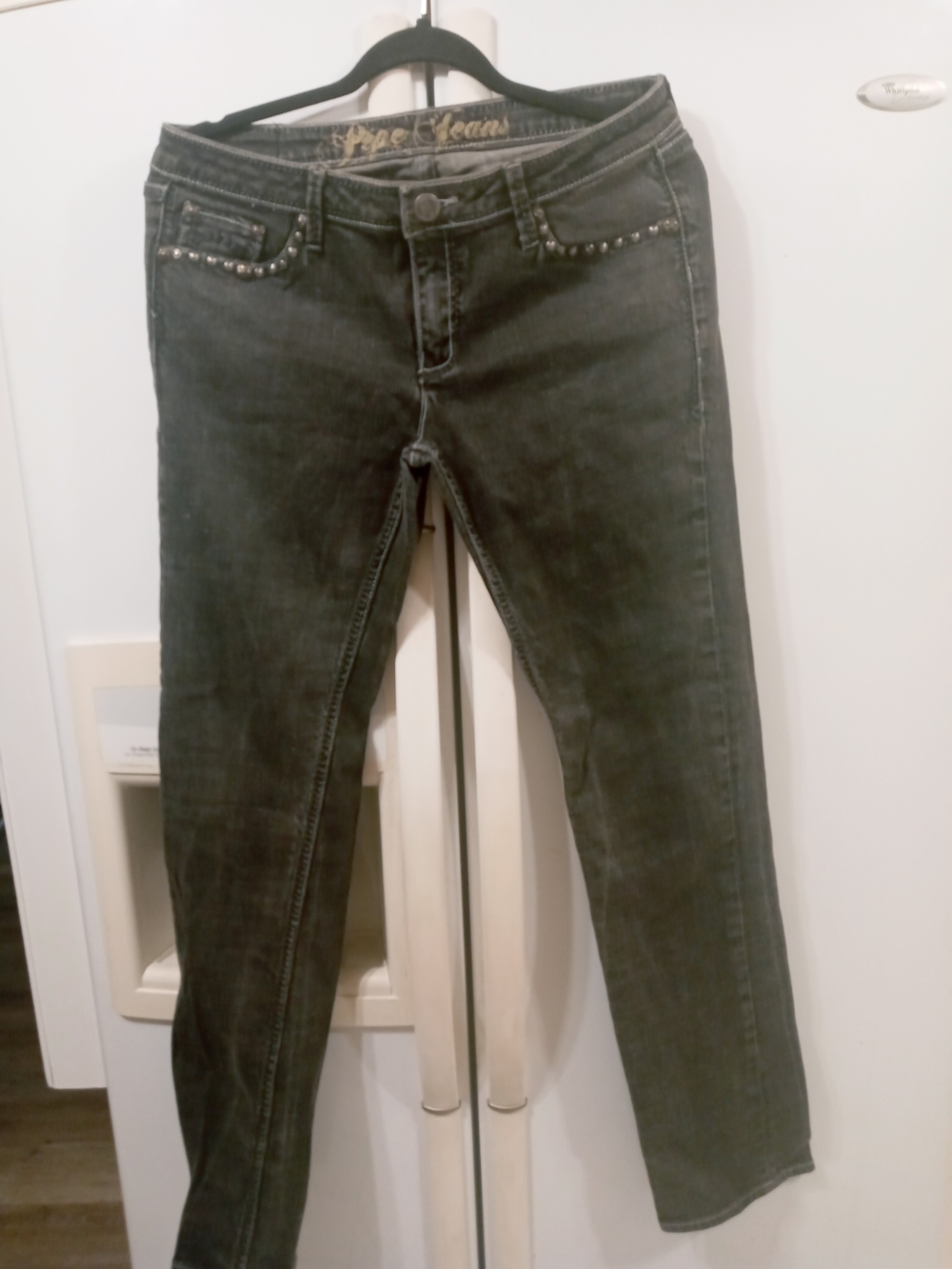 Women's Pepe Jeans Black Skinny Jeans with Stud Accents
